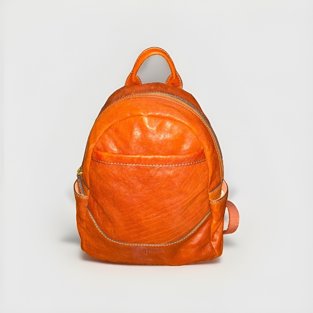 Frye Melissa Mini Leather Backpack Cognac Brown Travel School Bag Purse Zip Boho
